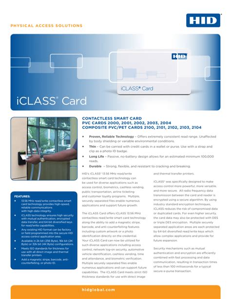 iCLASS Card Datasheet 